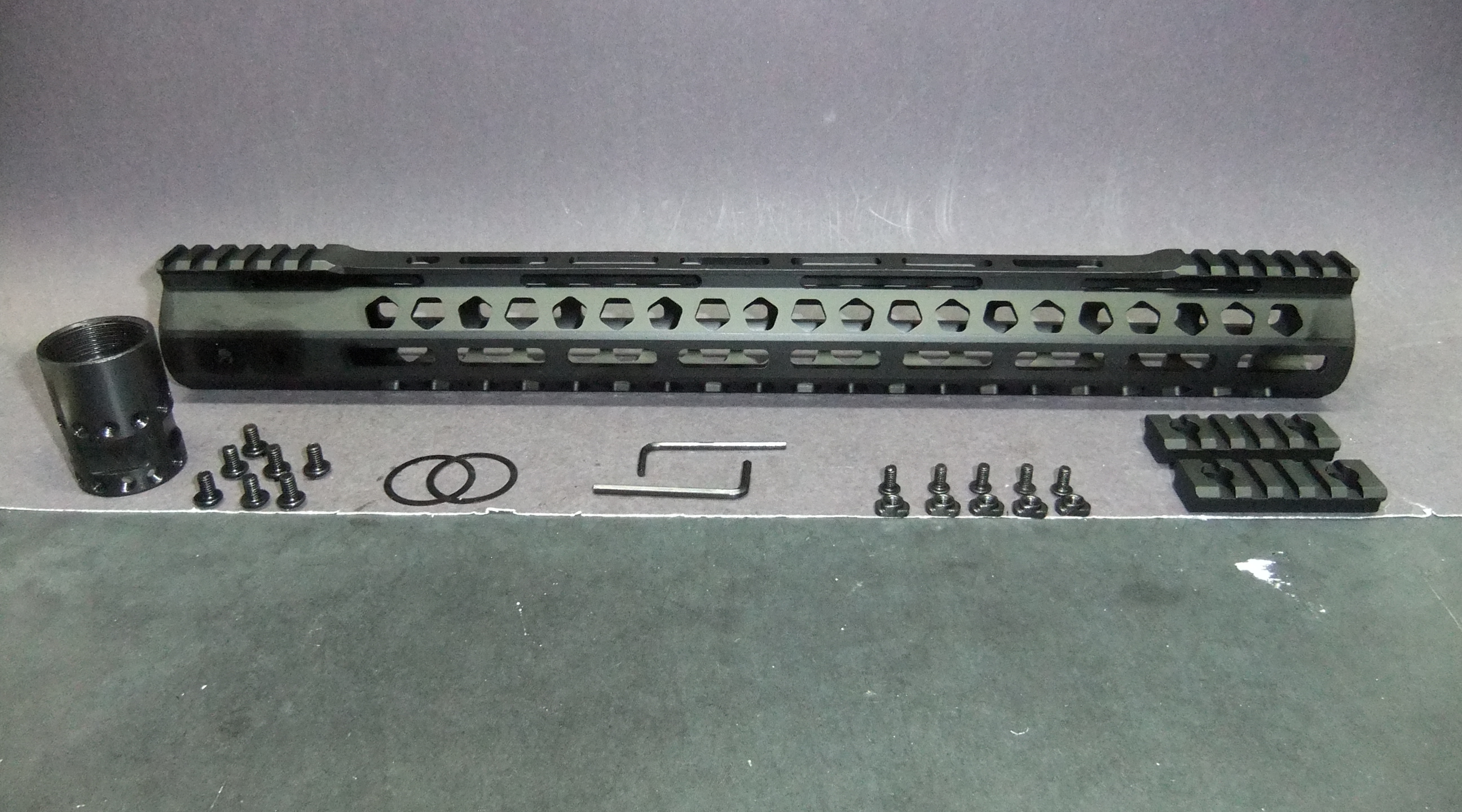 17″ Inch AR15 Ultra Light Slim Split MLOK Skeletal Hex Anodized Black Free Float Handguard