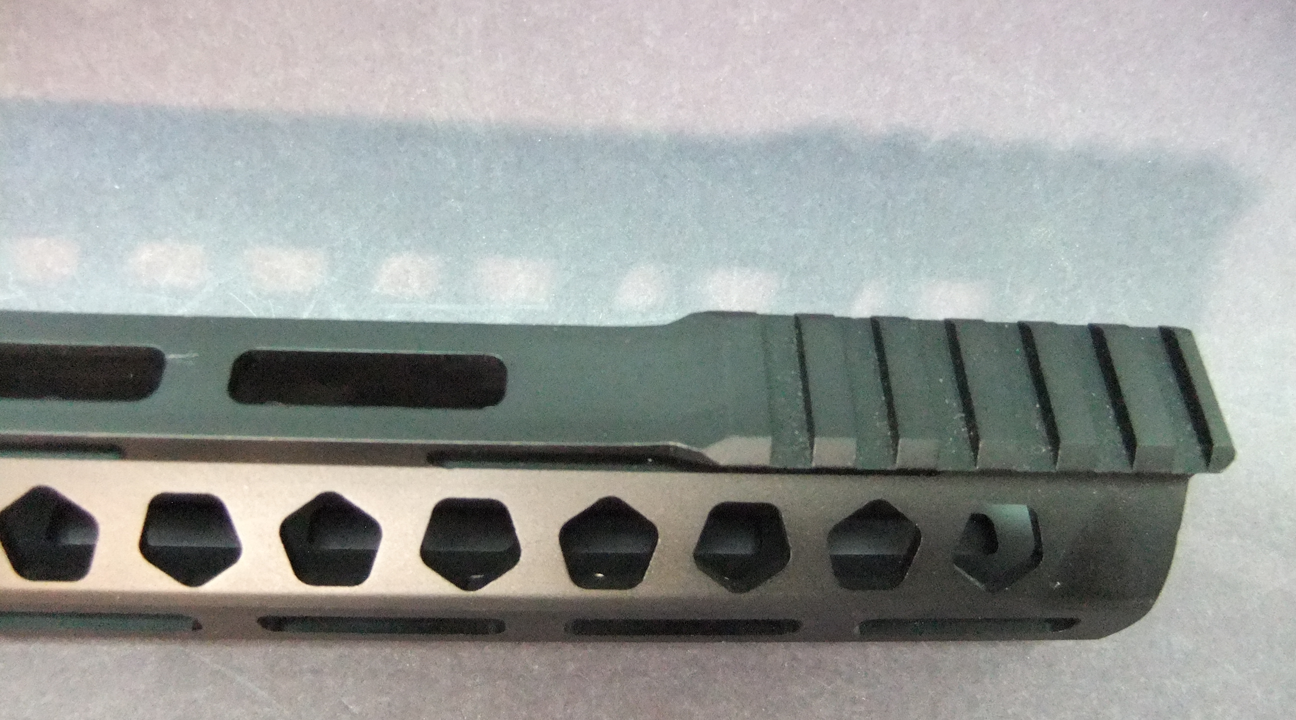 17″ Inch AR15 Ultra Light Slim Split MLOK Skeletal Hex Anodized Black