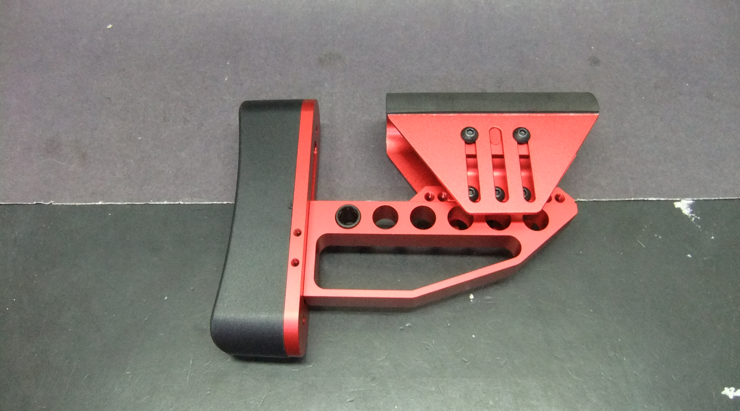 AR15 AR10 Tactical Red Aluminum Skeleton Minimalist Adjustable Butt