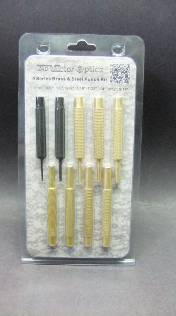 9 Piece Brass and Steel Punch Roll Pin Kit 1/16, 3/32, 1/8, 5/32, 3/