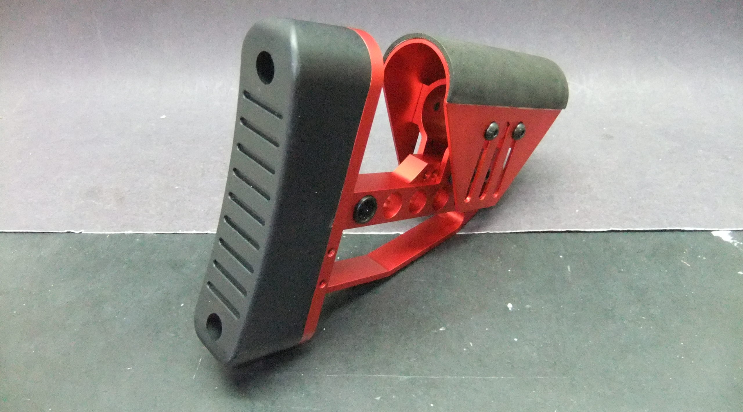 AR15 AR10 Tactical Red Aluminum Skeleton Minimalist Adjustable Butt