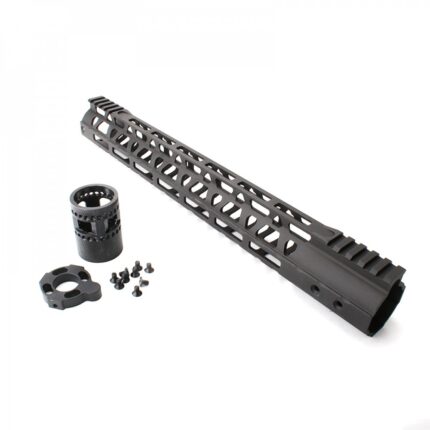 15" Inch Long AR10 .308 7.62 308 Low Profile Ultra Light Slim Black Hybrid Split Top MLOK M-LOK Free Float Handguard Rail Grip