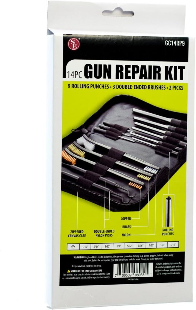 M&J Tools 14-Piece Gunsmith Roll Pin Punch Set With Brushes, Picks & Case - Perfect For Firearm Maintenance